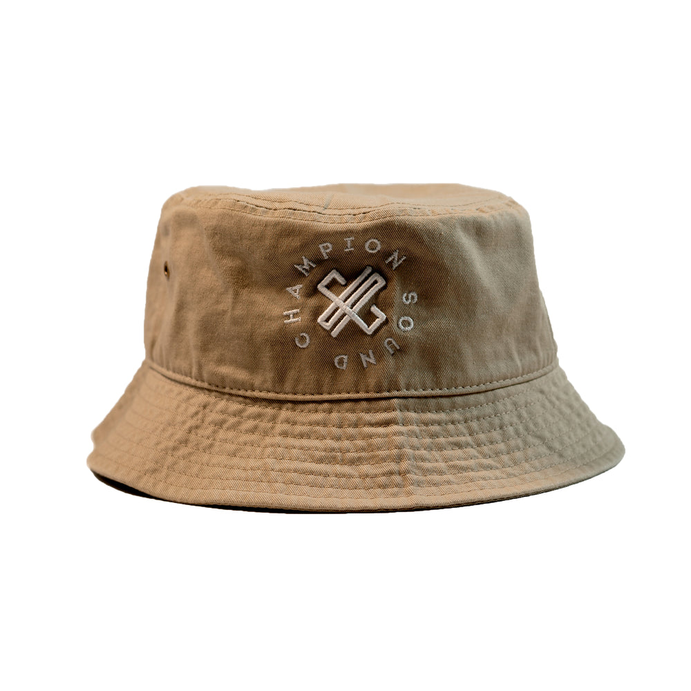 Champion Sound Light Khaki | White Logo Bucket Hat