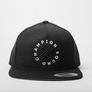 Champion Soun Black  White Black Logo Snapback Hat