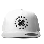 Champion Sound White Black Logo Snapback Hat