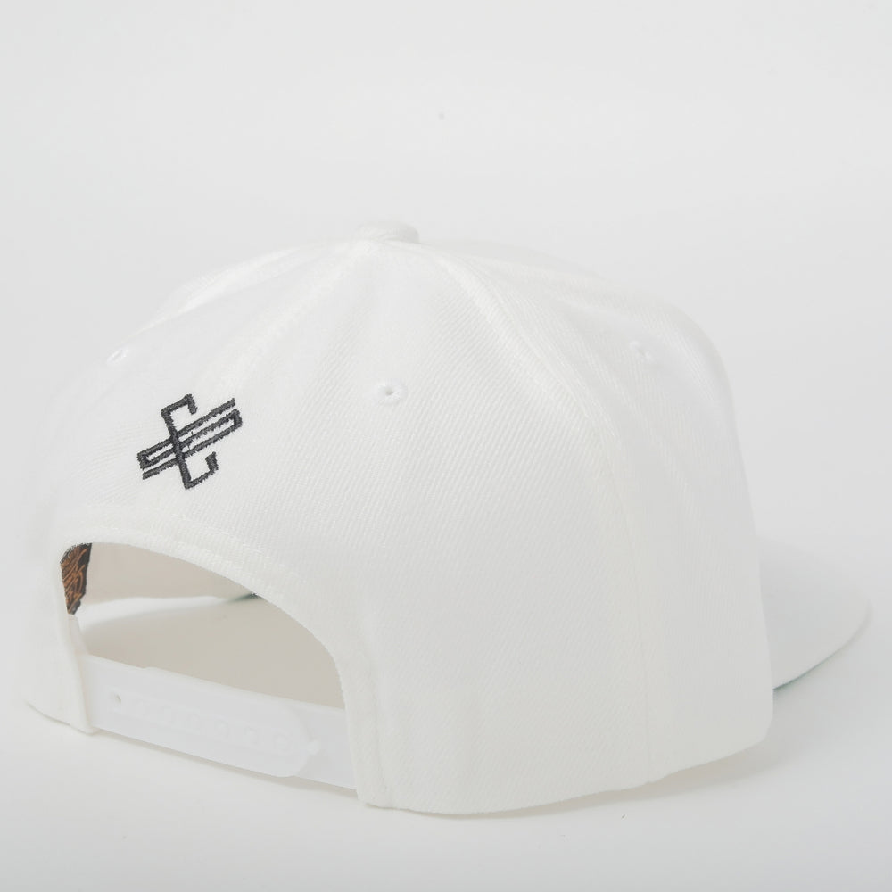 Champion Sound White Black Logo Snapback Hat