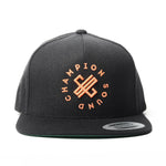 Champion Sound Black Neon Orange Logo Snapback Hat