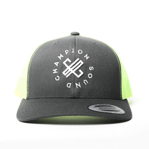 Champion Sound Grey  Neon Green White Logo Trucker Hat