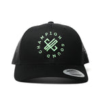 Champion Sound Black Neon Green Logo Trucker Hat